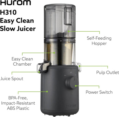 H310 Easy Clean Slow Juicer, Lavender | Compact | Quiet Motor | Hopper Fits Whole Produce | Scrub Free | Easy Assembly | Cold Press Masticating Juicer