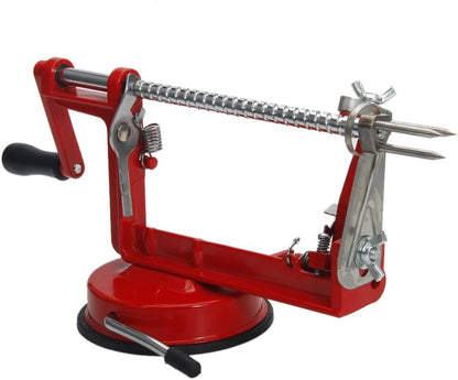 3 In 1 Apple Peeler Slicer Corer,Kitchen Vegetable Fruit Peeler Machine,Stainless Steel Potato Skin Peelers Remover,Hand Crank Apple Peeler Slicer,with Base,for Peeling Pear Apples and Potato (Red)