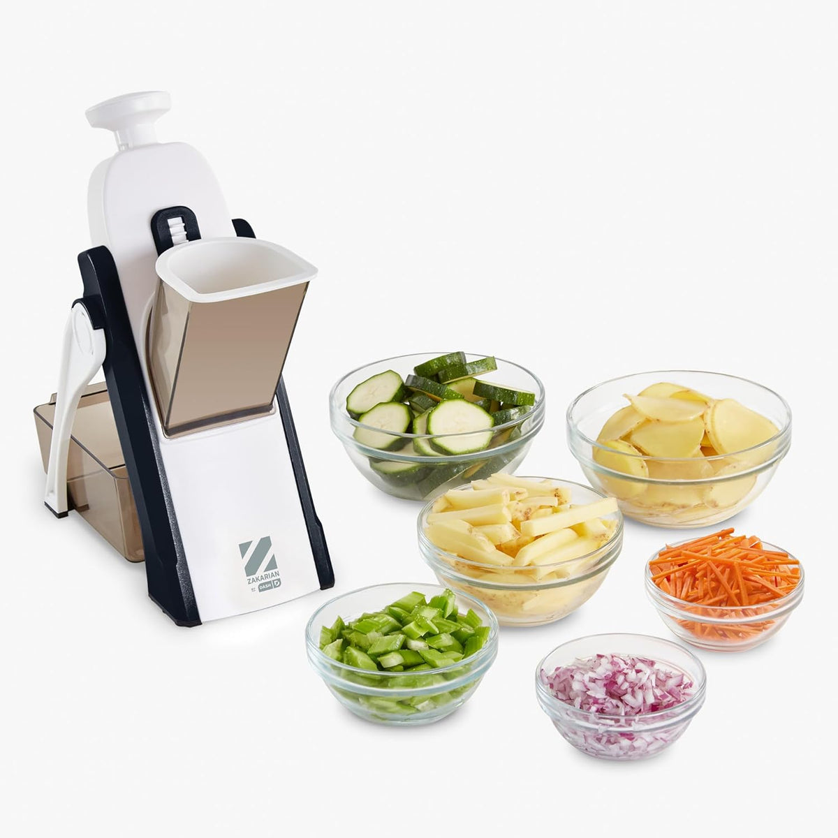 Zakarian Safe Slice® Mandoline - Features Thickness Adjuster, Stainless Steel Blades, and Foldable, Easy-To-Store Design - Zakarian Blue