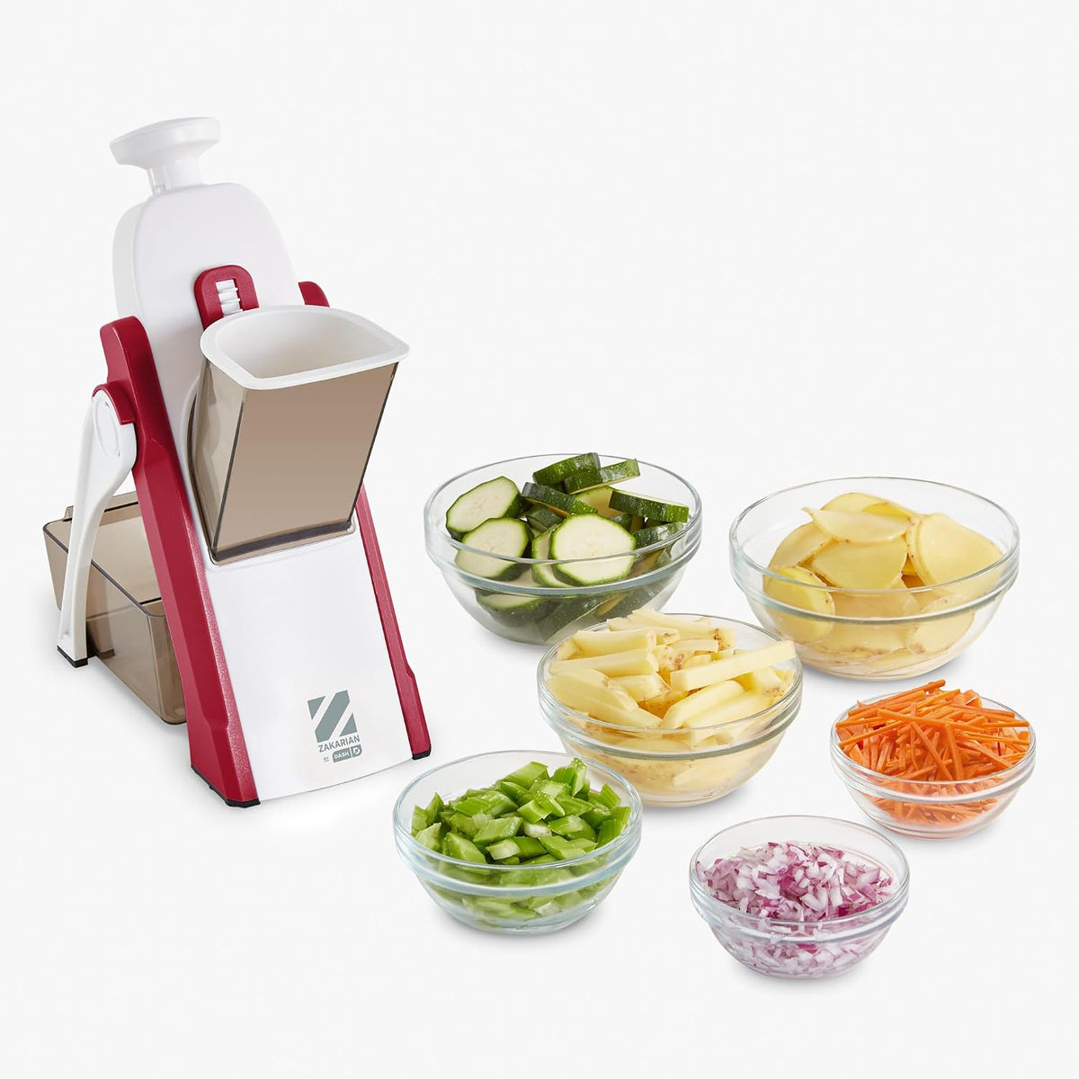 Zakarian Safe Slice® Mandoline - Features Thickness Adjuster, Stainless Steel Blades, and Foldable, Easy-To-Store Design - Zakarian Blue