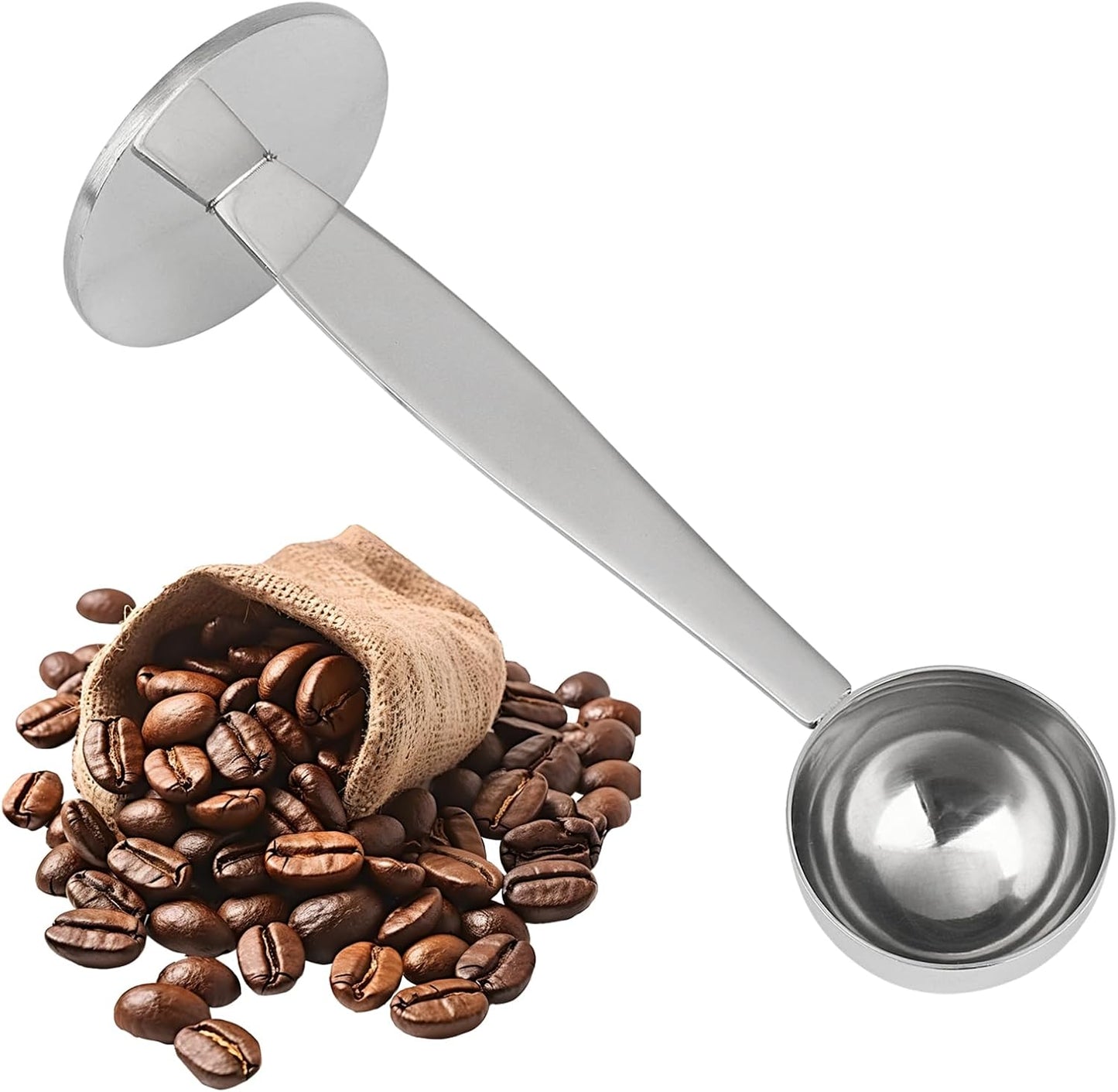 2-Inch-1 Coffee Scoops, 304 Stainless Steel Tablespoon Measure Spoon with Pressed Bottom for Coffee Bean Press Coffee Grinding Pressing（Silver15 ml）