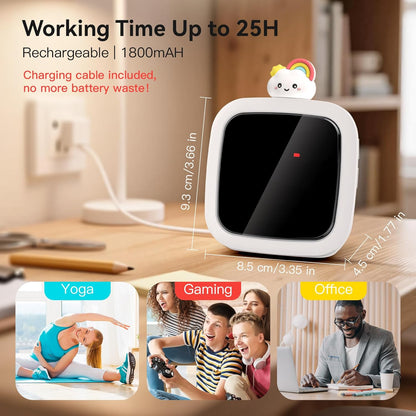 Digital Visual Timer for Kids, Rechargeable 99-Minute Silent Countdown Timer with 19 Ringtones, 9 Optional DIY Color Star Display, Time Management Tool with Pause Function (Rainbow)