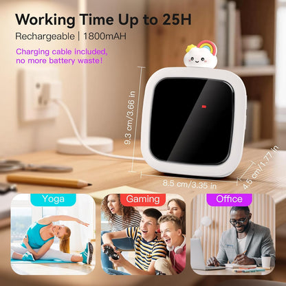 Digital Visual Timer for Kids, Rechargeable 99-Minute Silent Countdown Timer with 19 Ringtones, 9 Optional DIY Color Star Display, Time Management Tool with Pause Function (Rainbow)
