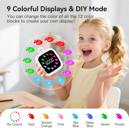 Digital Visual Timer for Kids, Rechargeable 99-Minute Silent Countdown Timer with 19 Ringtones, 9 Optional DIY Color Star Display, Time Management Tool with Pause Function (Rainbow)