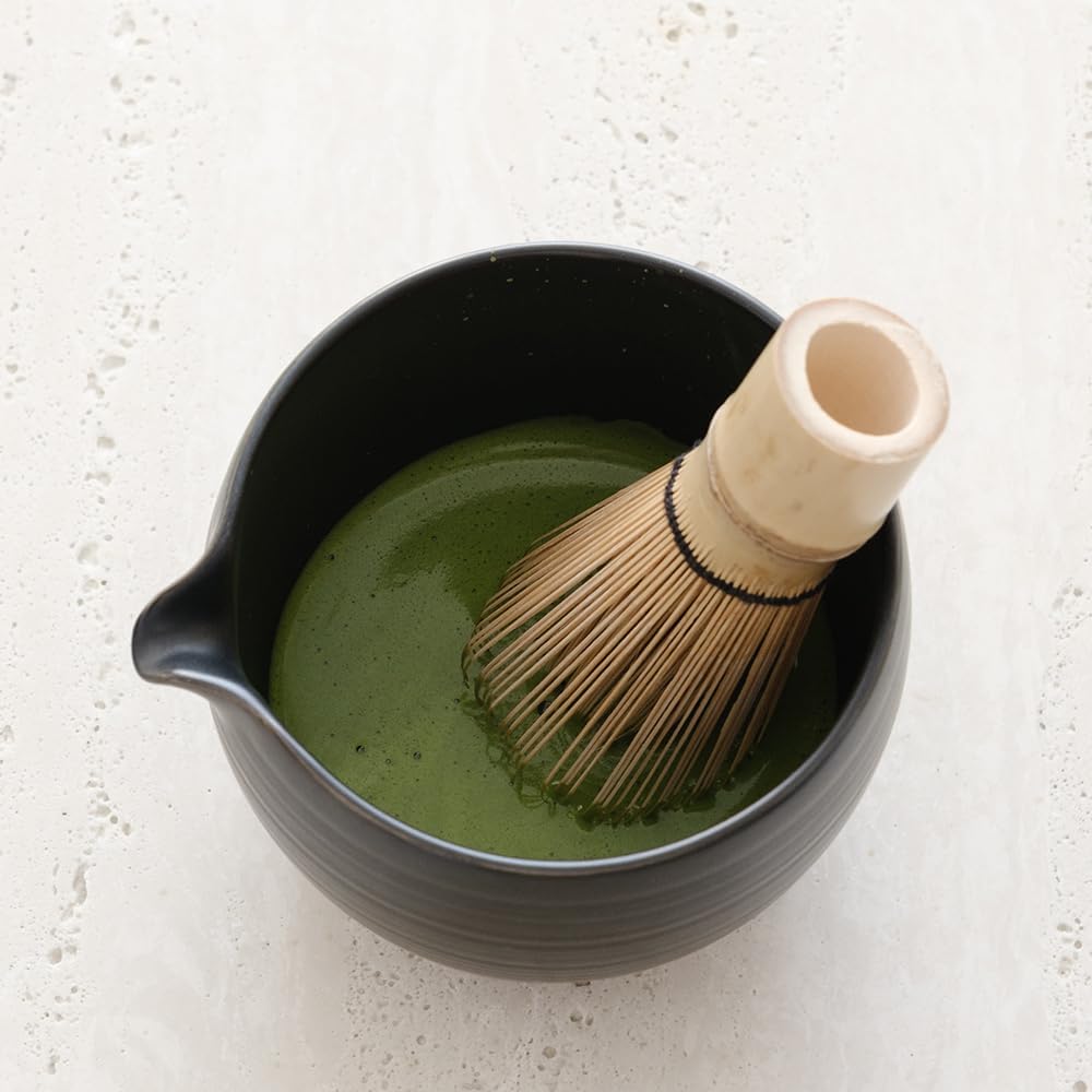 Matcha Whisk Set, Ceramic Matcha Bowl with Spout, Crème,5-Pc
