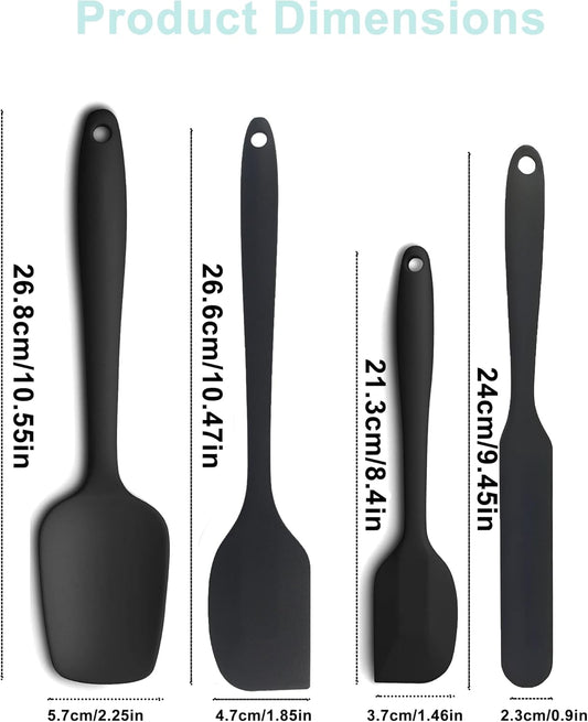 4 Pcs Silicone Spatula,Food Grade Rubber Spatula, Spatulas Silicone Heat Resistant, Used for Baking, Cooking, non Stick, Dishwasher Safe, BPA Free