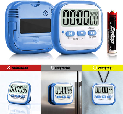 2-Pack Magnetic Kitchen Timers for Cooking, Digital Stop Watch Countdown Timer for Kids, Teachers, Classroom, Office, Exercise - Battery Included