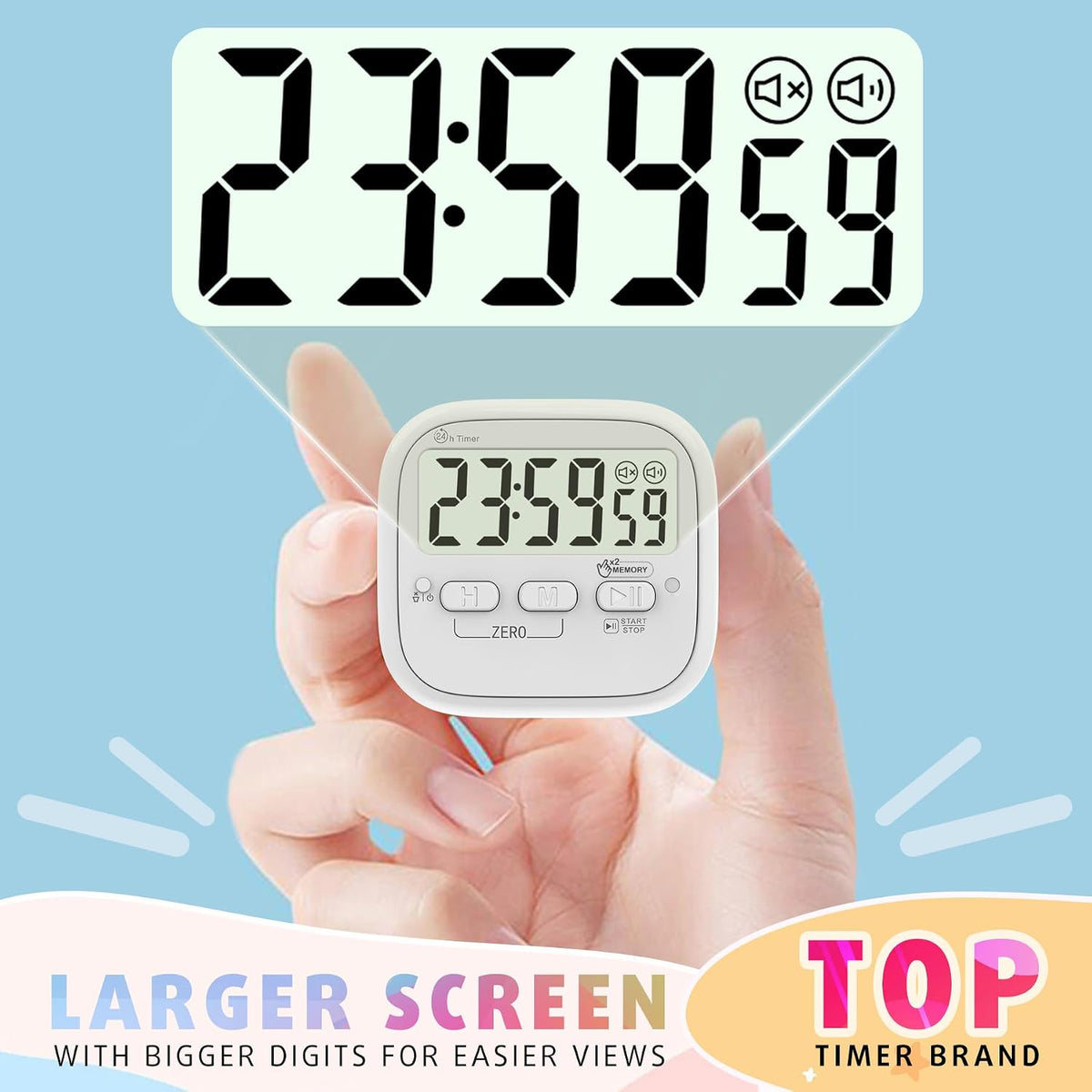 2-Pack Magnetic Kitchen Timers for Cooking, Digital Stop Watch Countdown Timer for Kids, Teachers, Classroom, Office, Exercise - Battery Included