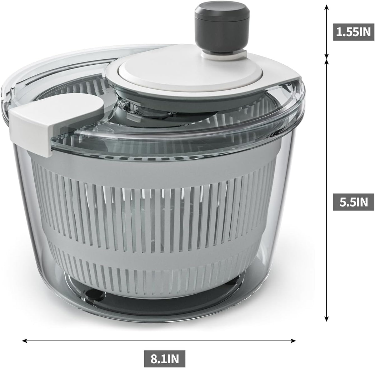 Salad Spinner Lettuce Spinner, Wash, Spin & Dry Salad Greens, Vegetable Washer Salad Dryer With Rotary Handle for Fruits & Vegetables, High Efficiency Vegetable Spinner Kitchen Gadget 3Qt White