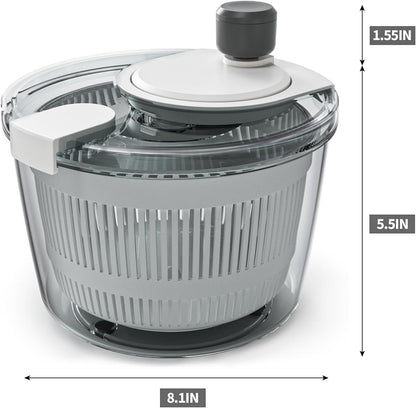 Salad Spinner Lettuce Spinner, Wash, Spin & Dry Salad Greens, Vegetable Washer Salad Dryer With Rotary Handle for Fruits & Vegetables, High Efficiency Vegetable Spinner Kitchen Gadget 3Qt White