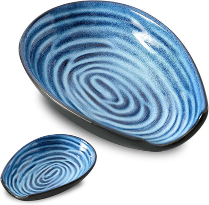 Ceramic Spoon Rest for Kitchen Counter, 5.7 Inch Blue Porcelain Spoon Holder Farmhouse Cooking and Coffee Spoon Rest for Stove Top, 1 PC