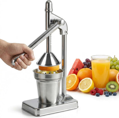 Cast Iron Juicer Hand Press, Stainless Steel Manual Juicer, Heavy Duty Citrus Lemon Squeezer, Cast Iron Juice Press for Fresh Fruit Orange, Commercial & Home Kitchen Tool, High Juice Yield
