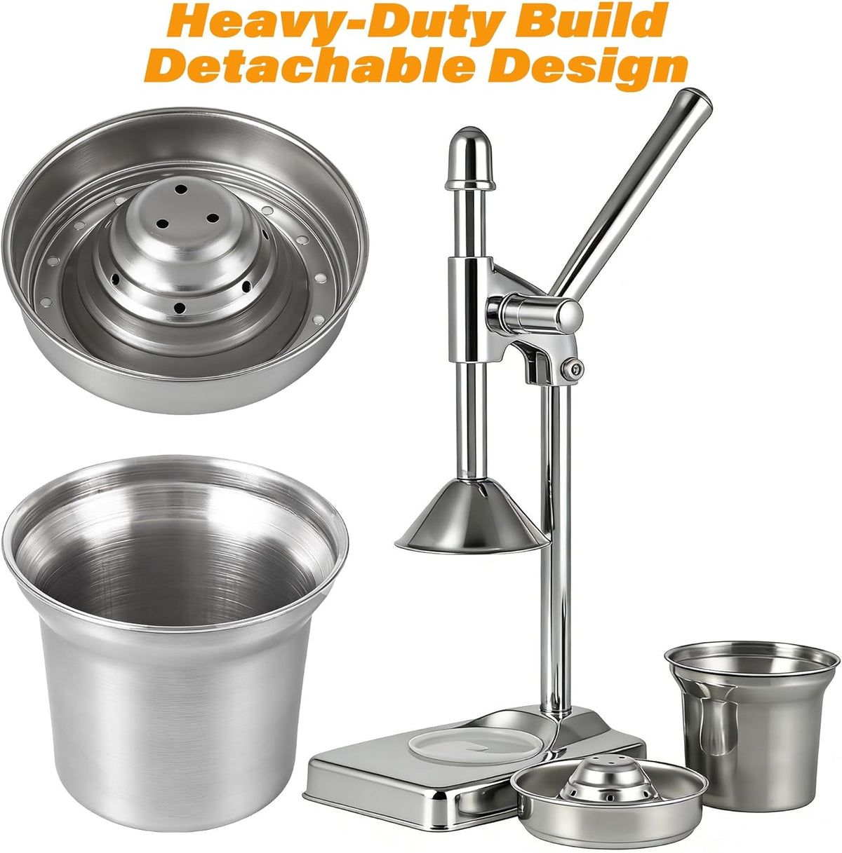 Cast Iron Juicer Hand Press, Stainless Steel Manual Juicer, Heavy Duty Citrus Lemon Squeezer, Cast Iron Juice Press for Fresh Fruit Orange, Commercial & Home Kitchen Tool, High Juice Yield