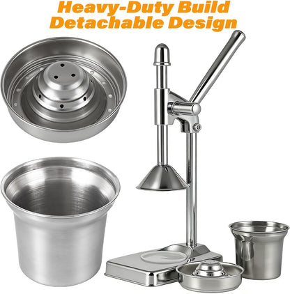Cast Iron Juicer Hand Press, Stainless Steel Manual Juicer, Heavy Duty Citrus Lemon Squeezer, Cast Iron Juice Press for Fresh Fruit Orange, Commercial & Home Kitchen Tool, High Juice Yield