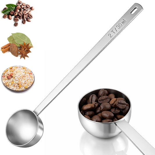 Coffee Scoop Stainless Steel Metal Coffee Measuring Scoop 2 Tbsp 30ml Scooper Spoons Long Handle Tablespoon Scooper Measuring Cup for Tea Sugar Ground CoffeeEspresso Protein