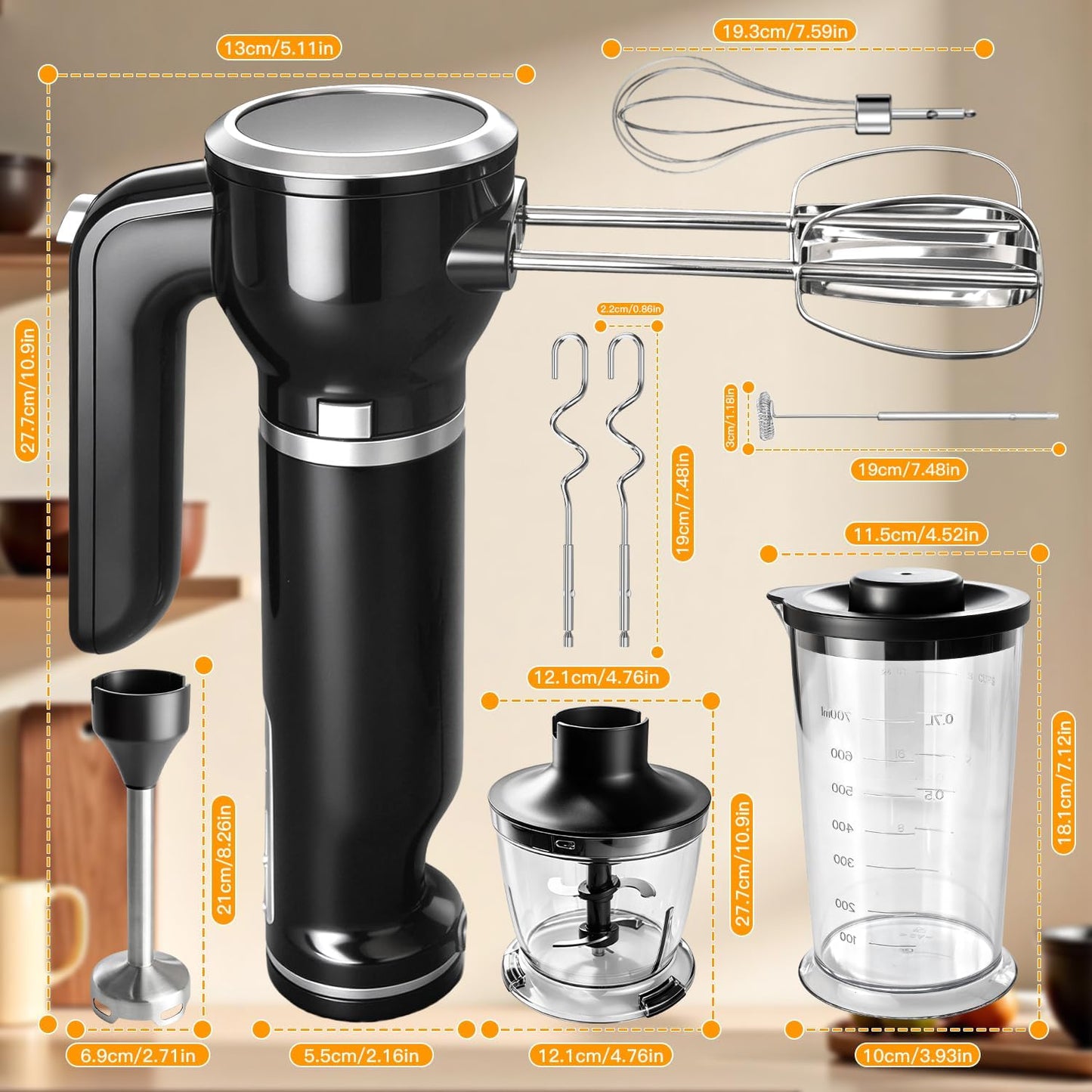 Hand Mixer, 5-Speed Electric Whisk with Turbo Boost Includes 5 Stainless Steel Attachments - Great Stand Mixer Alternative for Baking Cakes, Bread & More