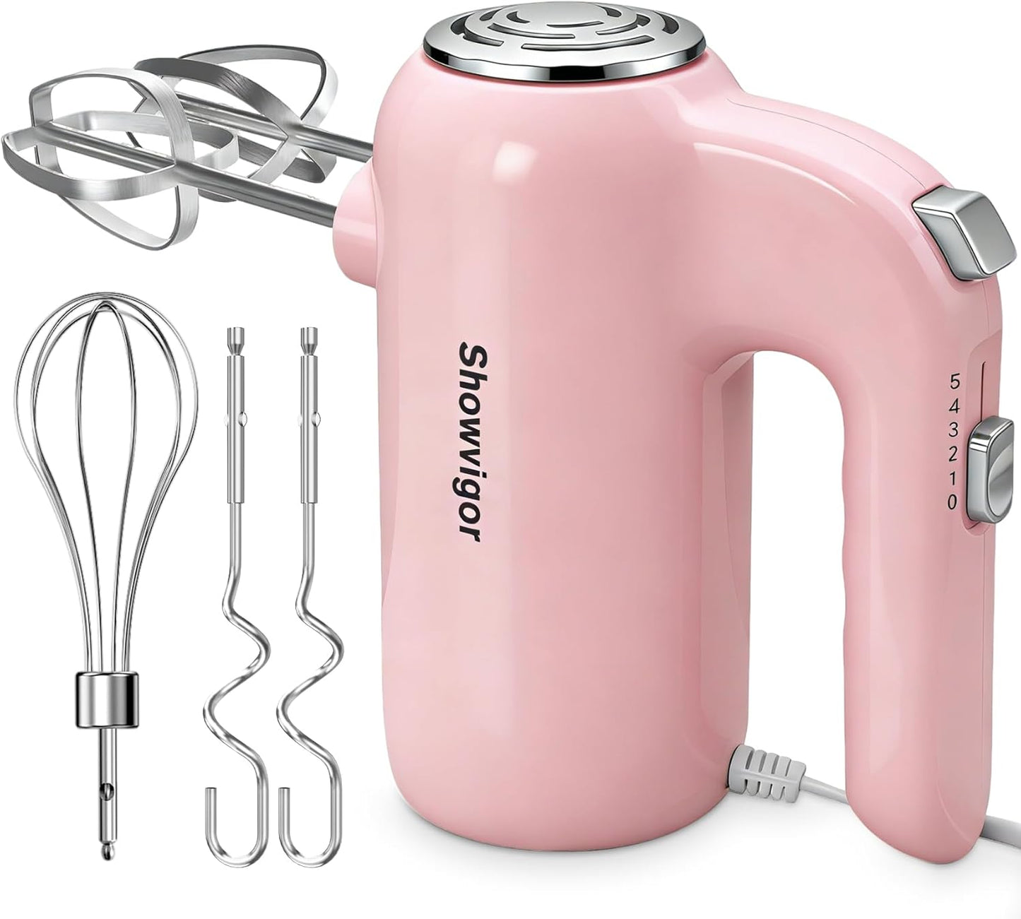Hand Mixer, 5-Speed Electric Whisk with Turbo Boost Includes 5 Stainless Steel Attachments - Great Stand Mixer Alternative for Baking Cakes, Bread & More