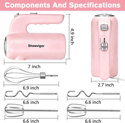Hand Mixer, 5-Speed Electric Whisk with Turbo Boost Includes 5 Stainless Steel Attachments - Great Stand Mixer Alternative for Baking Cakes, Bread & More