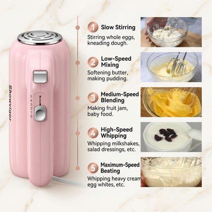Hand Mixer, 5-Speed Electric Whisk with Turbo Boost Includes 5 Stainless Steel Attachments - Great Stand Mixer Alternative for Baking Cakes, Bread & More