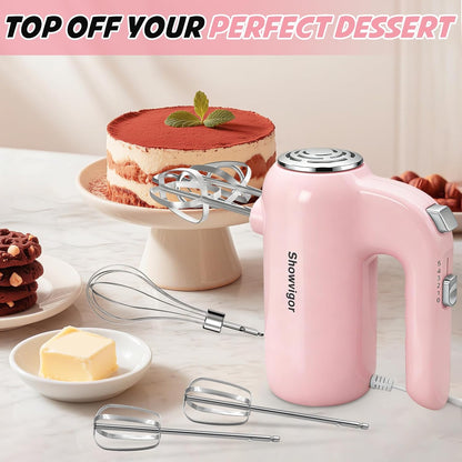 Hand Mixer, 5-Speed Electric Whisk with Turbo Boost Includes 5 Stainless Steel Attachments - Great Stand Mixer Alternative for Baking Cakes, Bread & More