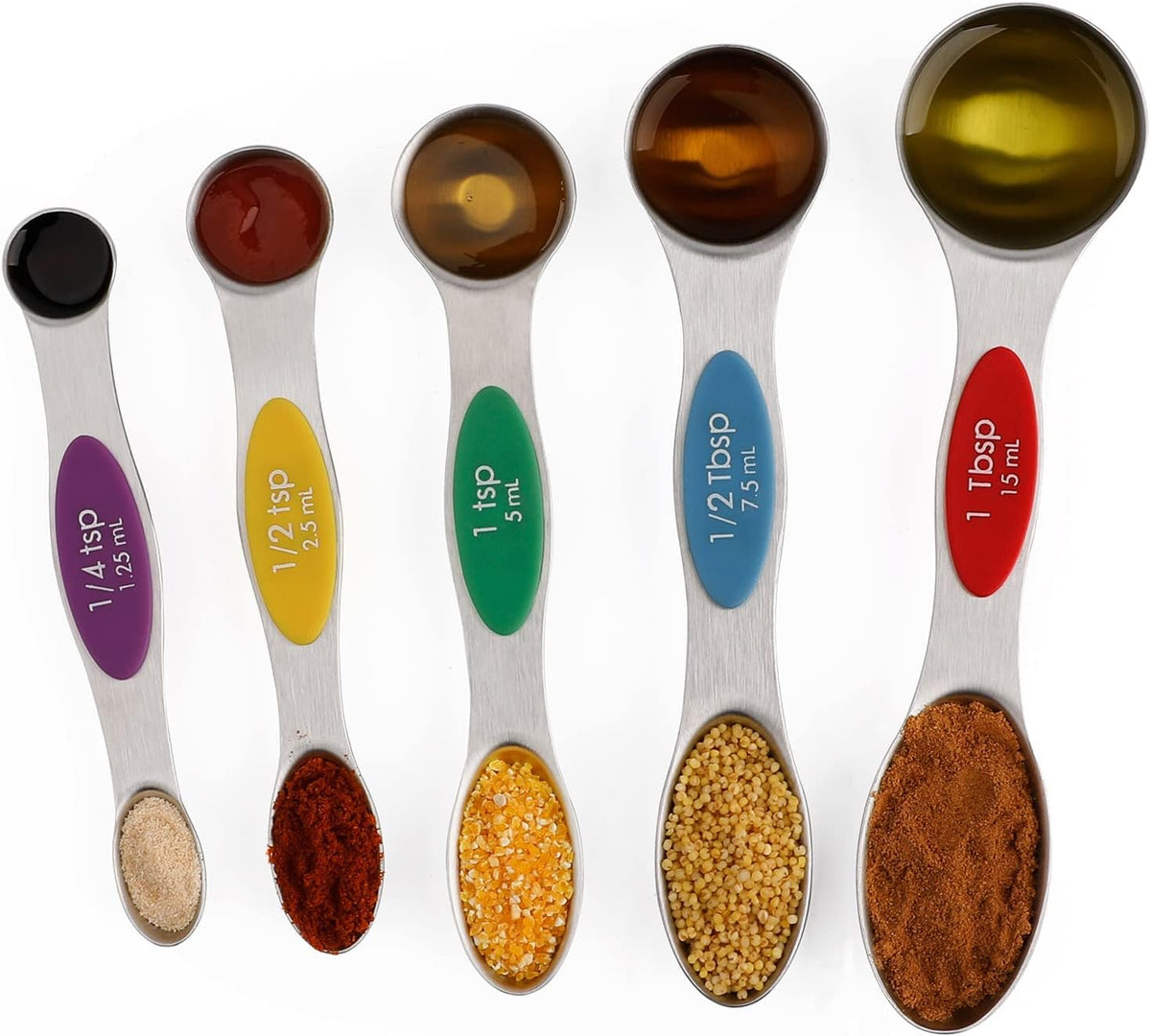 Magnetic Measuring Spoons Set Stainless Steel Dual Sided Stackable Teaspoon