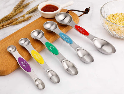 Magnetic Measuring Spoons Set Stainless Steel Dual Sided Stackable Teaspoon