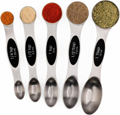 Magnetic Measuring Spoons Set Stainless Steel Dual Sided Stackable Teaspoon