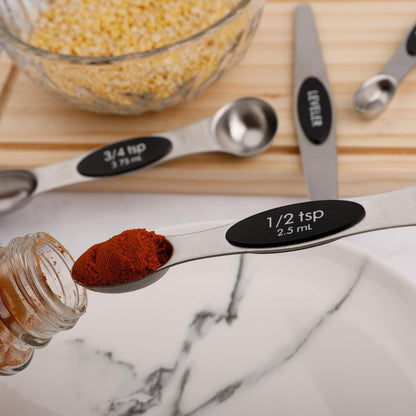 Magnetic Measuring Spoons Set Stainless Steel Dual Sided Stackable Teaspoon