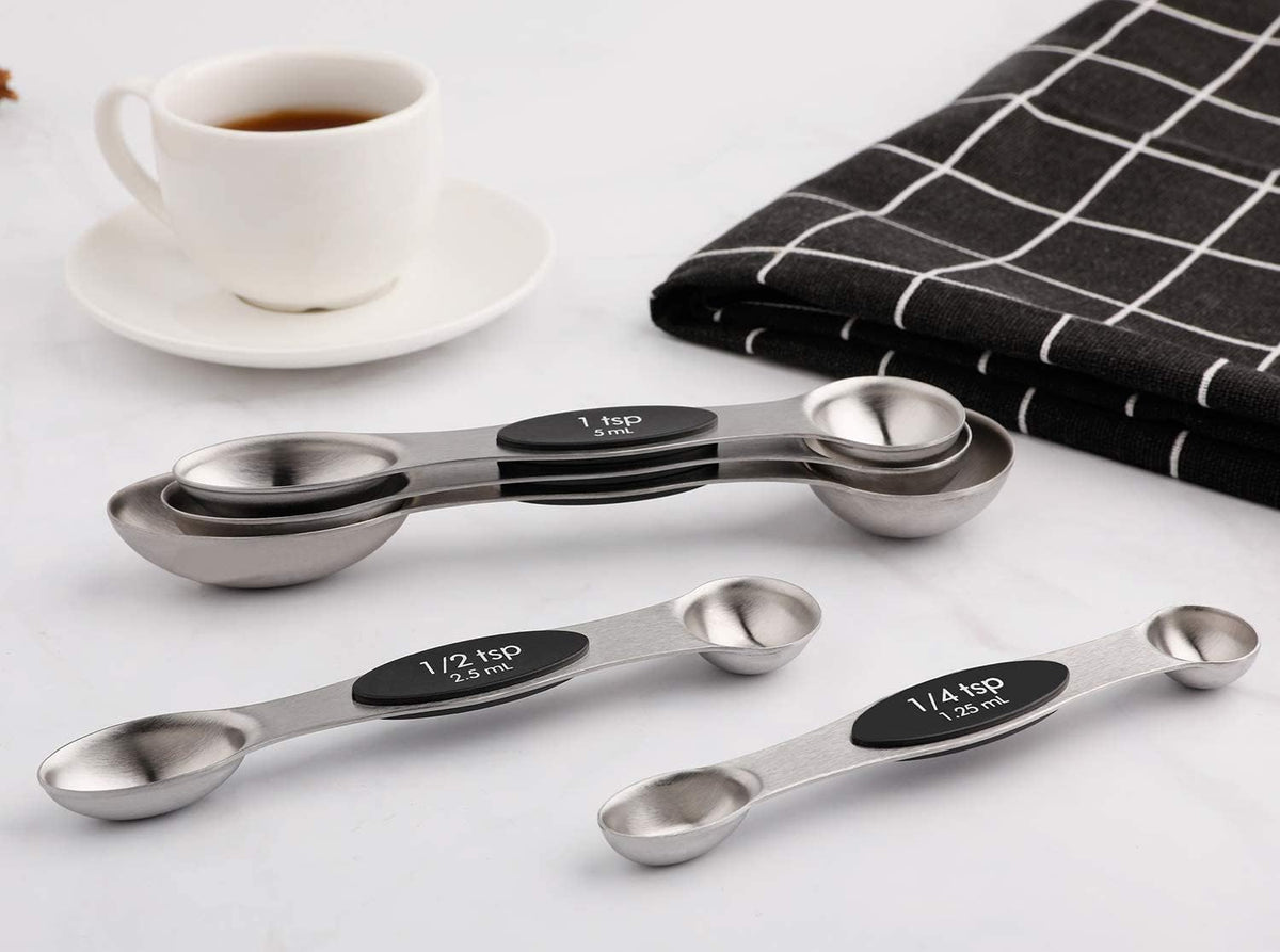 Magnetic Measuring Spoons Set Stainless Steel Dual Sided Stackable Teaspoon