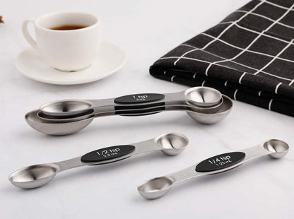 Magnetic Measuring Spoons Set Stainless Steel Dual Sided Stackable Teaspoon