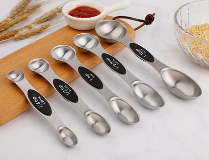 Magnetic Measuring Spoons Set Stainless Steel Dual Sided Stackable Teaspoon