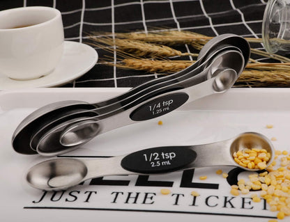 Magnetic Measuring Spoons Set Stainless Steel Dual Sided Stackable Teaspoon