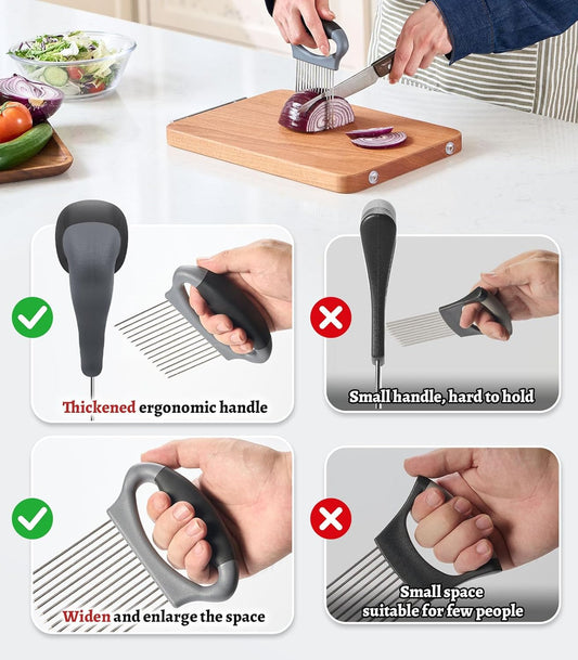 Large Onion Slicer Holder, Stainless Steel Onion Holder for Slicing, Multi-Purpose Vegetable Chopper Tomato Slicer, Food Cutter Assistant Tool for Potato, Avocado, Egg, Lemon, Fruit, Meat Tenderizer