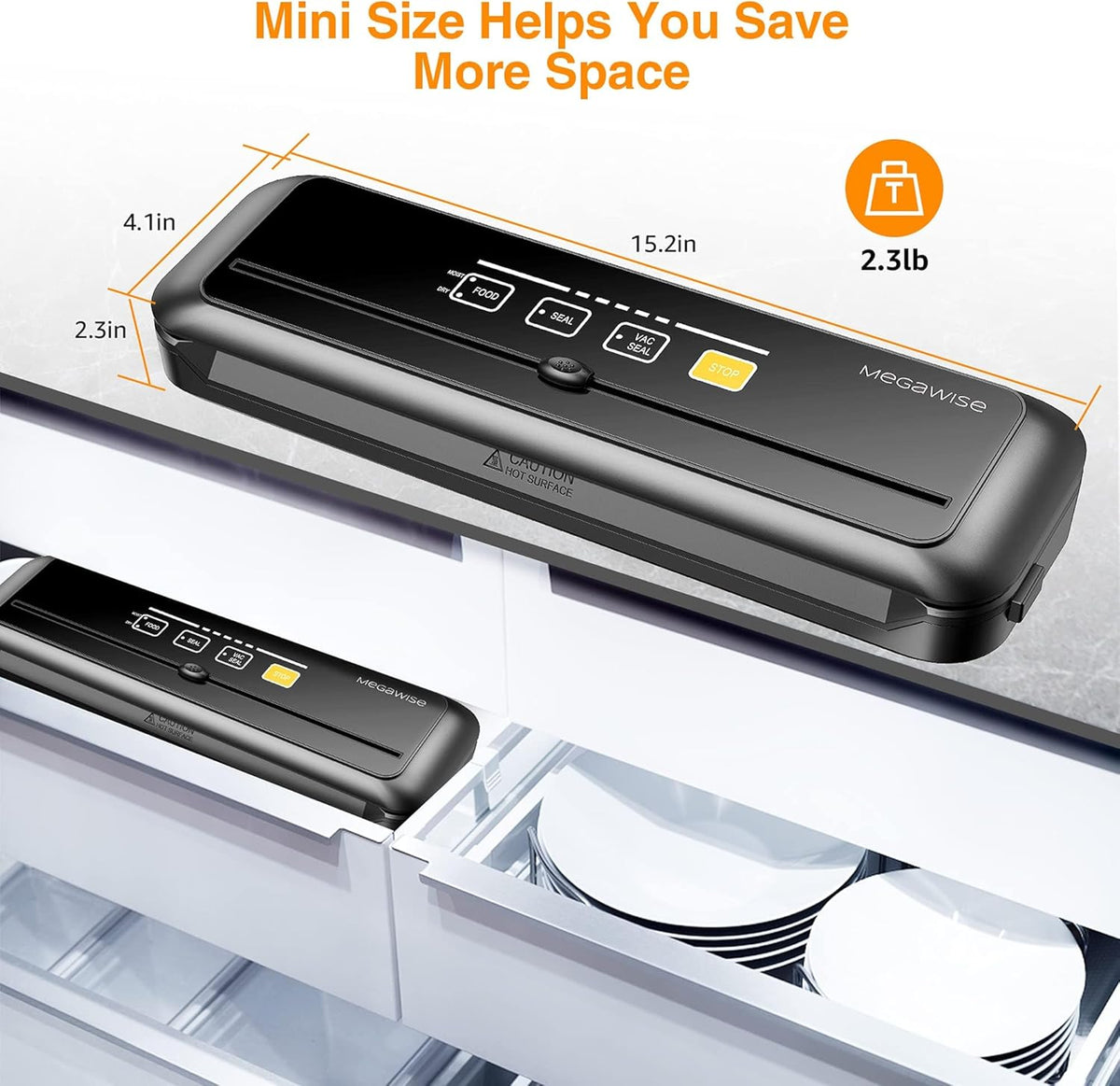 Vacuum Sealer Machine | 80kPa Suction Power | Vac Seal Machine | Bags and Cutter Included|Compact One-Touch Automatic with External Vacuum System|Dry Moist Fresh Modes for All Saving needs
