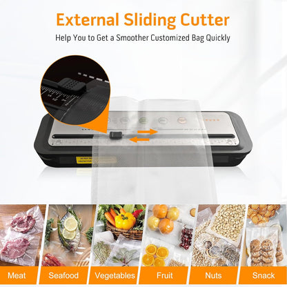 Vacuum Sealer Machine | 80kPa Suction Power | Vac Seal Machine | Bags and Cutter Included|Compact One-Touch Automatic with External Vacuum System|Dry Moist Fresh Modes for All Saving needs