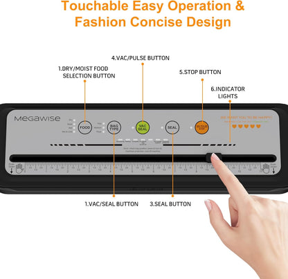 Vacuum Sealer Machine | 80kPa Suction Power | Vac Seal Machine | Bags and Cutter Included|Compact One-Touch Automatic with External Vacuum System|Dry Moist Fresh Modes for All Saving needs