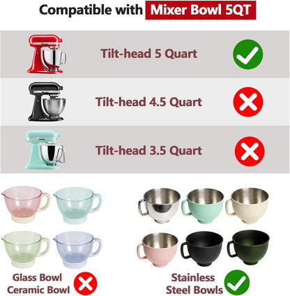 3 Pack Silicone Bowl Liners with Lids for KitchenAid 5QT Tilt Head Mixer, Collapsible Food-Grade Bowl Inserts, Thick Heat/Cold Resistant Silicone Mixing Bowl Liners