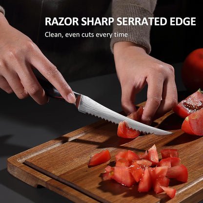 Tomato Knife, 5 inch Serrated Tomato Knife with Sheath