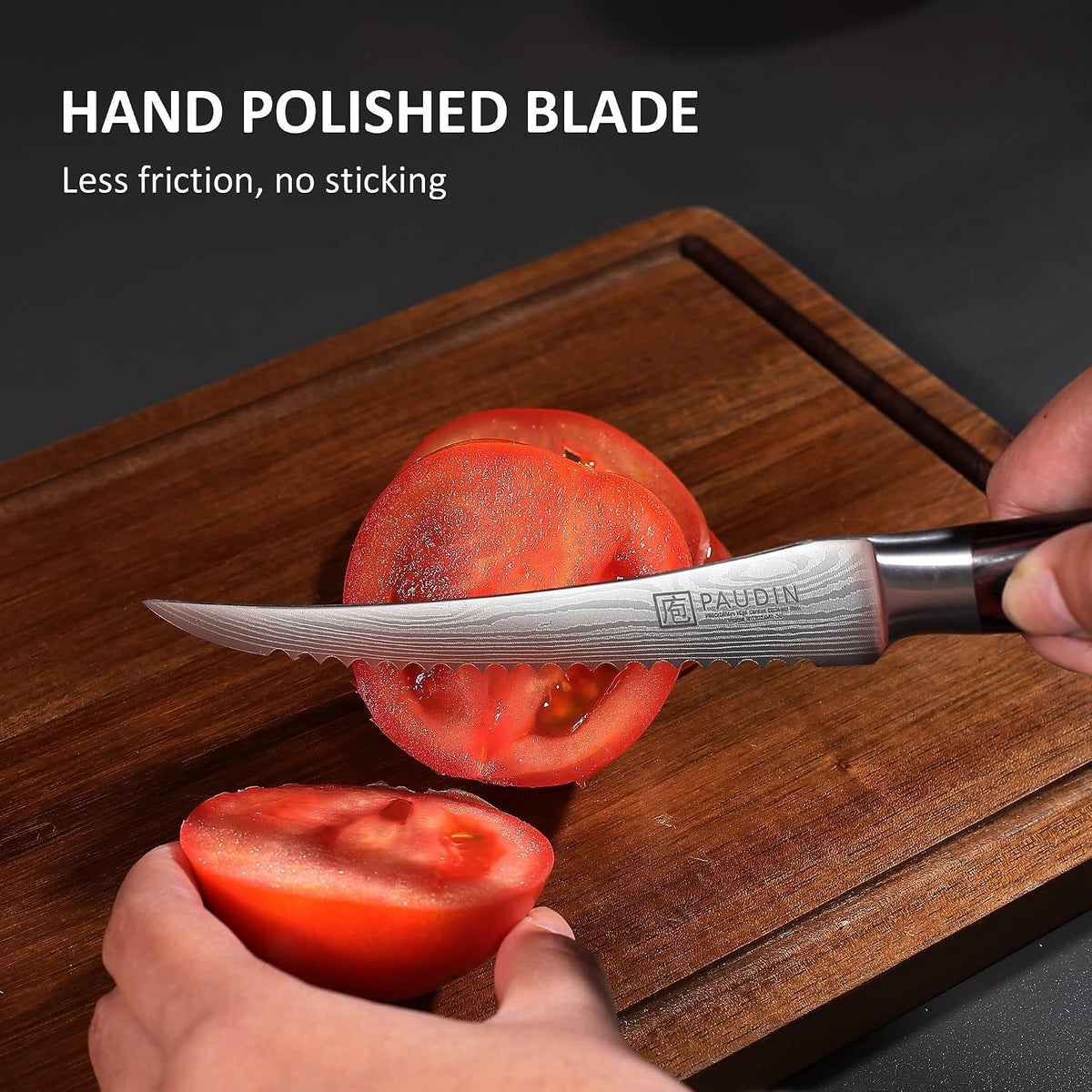 Tomato Knife, 5 inch Serrated Tomato Knife with Sheath