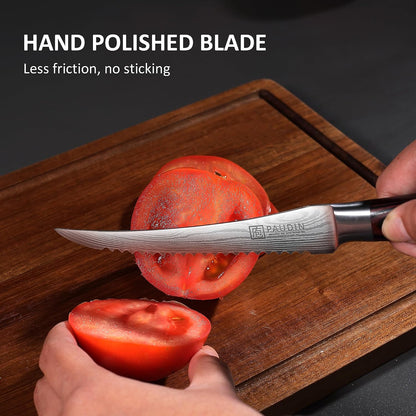 Tomato Knife, 5 inch Serrated Tomato Knife with Sheath