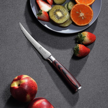 Tomato Knife, 5 inch Serrated Tomato Knife with Sheath
