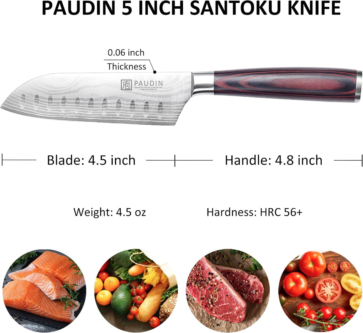 Tomato Knife, 5 inch Serrated Tomato Knife with Sheath