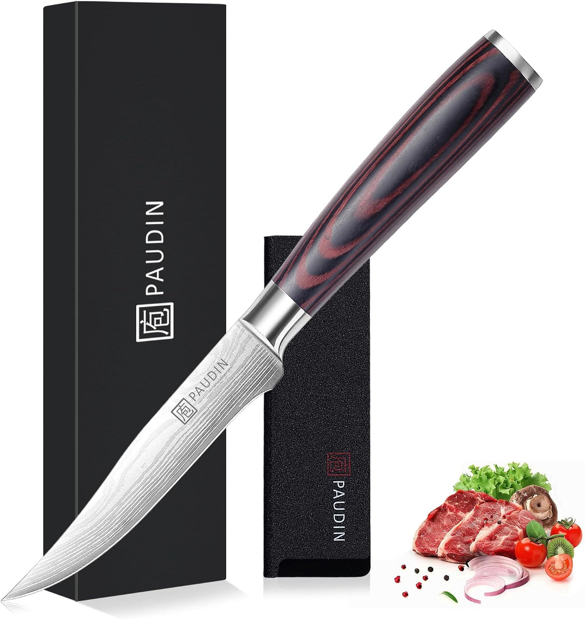 Tomato Knife, 5 inch Serrated Tomato Knife with Sheath