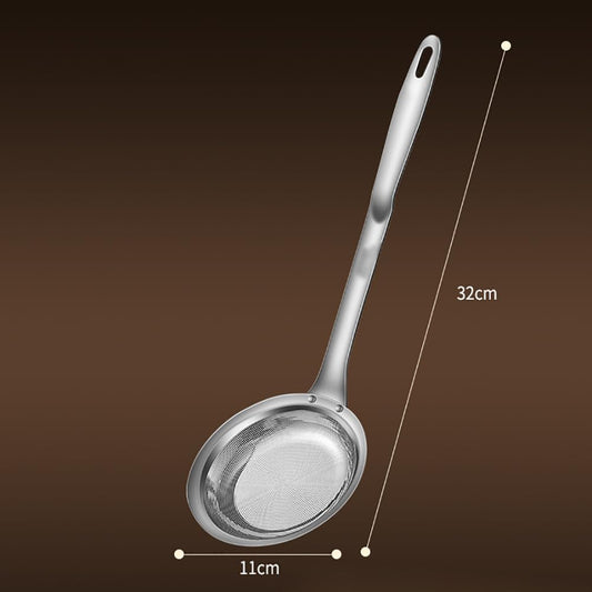 Stainless Steel Fine Mesh Colander Spoon Long Handle Mesh Sieve Strainer Grease Skimmer Spoon Food Oil Filter Strainers Metal Kitchen Strainer Sifter with Handle L