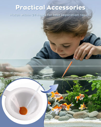 Brine Shrimp Net Kit- 80 & 200 Mesh Sieve for Hatchery, Fine Artemia with 2 Pipettes and 5 Storage Tubes, Dense Mesh Collecting Net with Handle