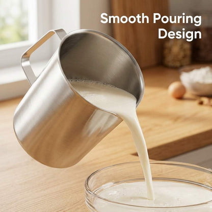 304 Stainless Steel Measuring Cup 64 OZ with OZ/ML Graduations, 8 Cup Kitchen Mixing Pitcher, Precision Engraved Markings, Container for Baking and Frothing, 2 Liter