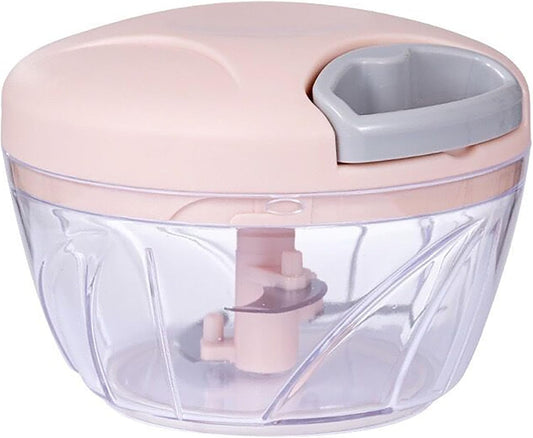 Manual Garlic Chopper, 500Ml Pink Cover ABS Resin Hand Pull String Chopper for Crushing Vegetables and Spice (Pink)