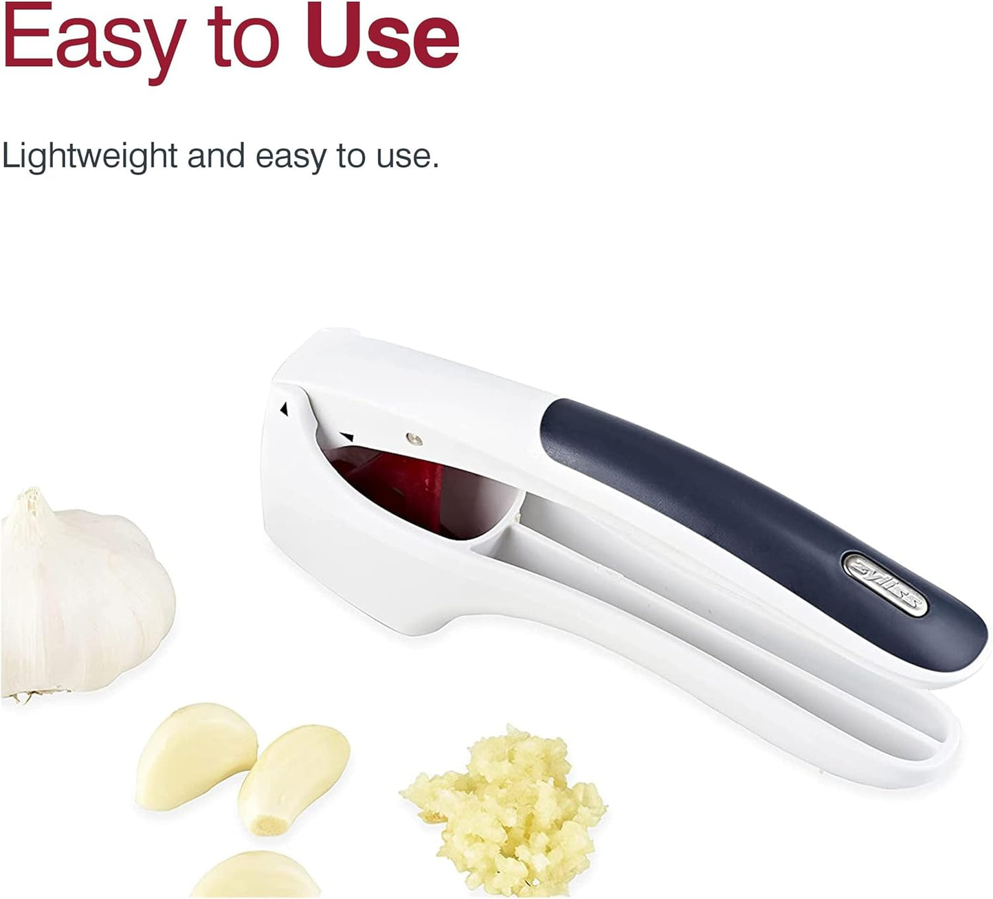 Easy Clean Garlic Press - Lightweight, Easy-to-Use Garlic Mincer & Crusher for Food Prep & Kitchen Accessories