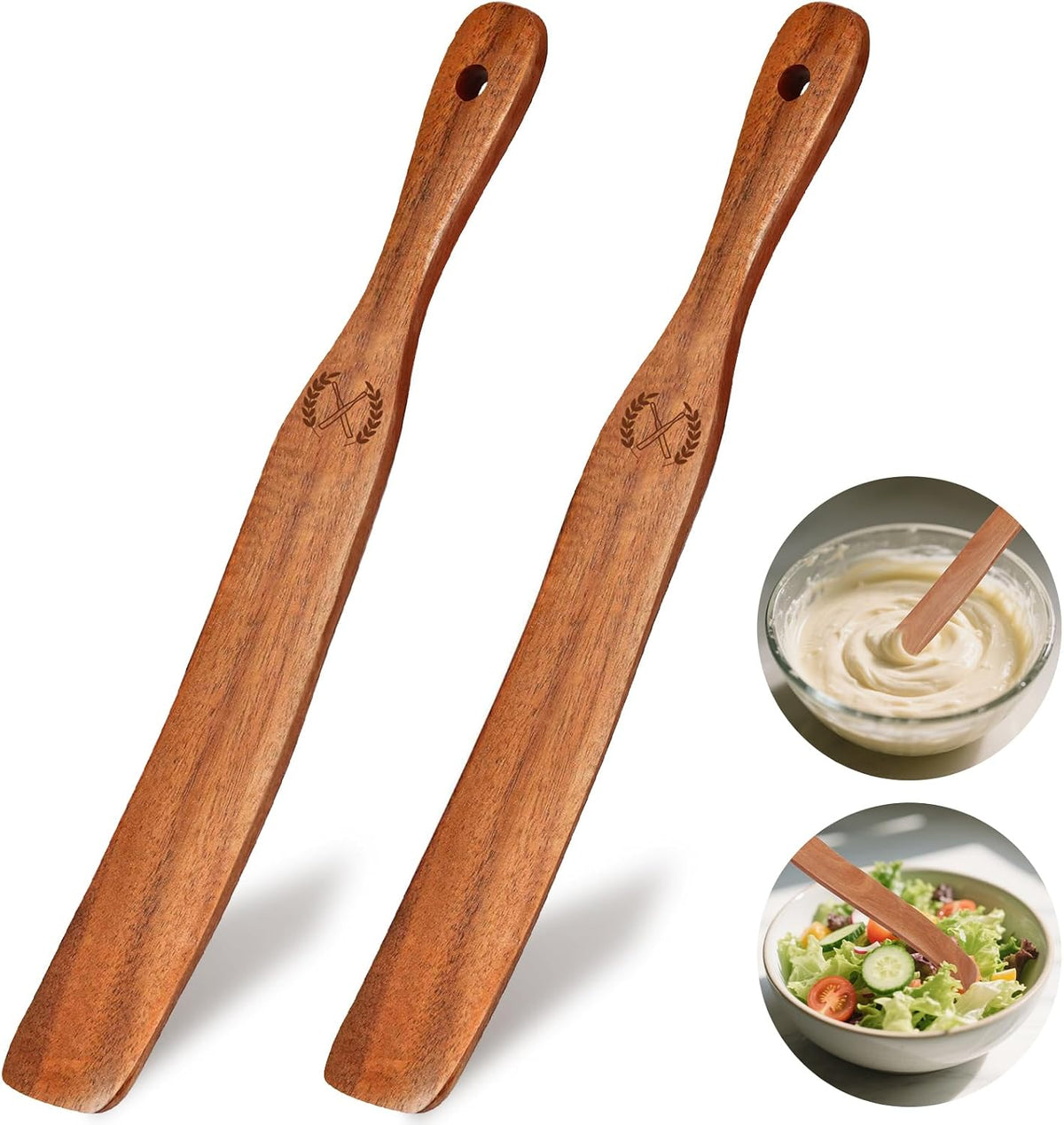 2Pcs Skinny Spurtle for Sourdough Starter, Sour Dough Tool, Wooden Spurtles