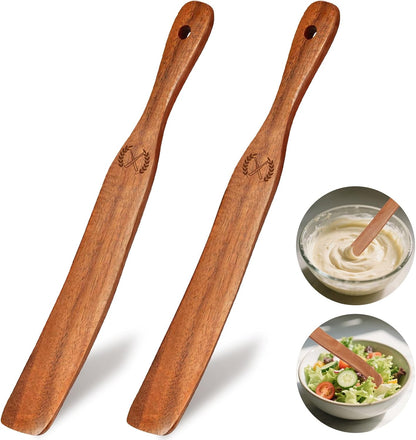 2Pcs Skinny Spurtle for Sourdough Starter, Sour Dough Tool, Wooden Spurtles